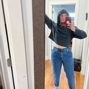 Fox and Robin Dark Gray Crop Hoodie